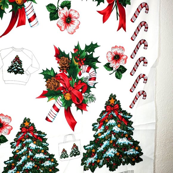 Vintage Christmas Star Dust Appliqués Fabric Panel By Cranston Print Works - Picture 8 of 16